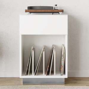Ercis High Gloss Turntable Stand With 1 Drawers In White
