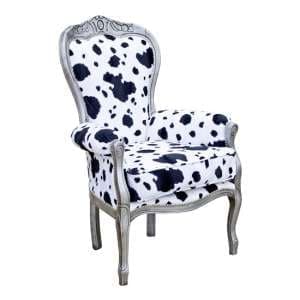 Erela Crested Fabric Lounge Chair In White And Black - UK
