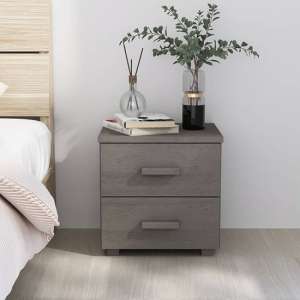 Erez Solid Pinewood Bedside Cabinet In Light Grey