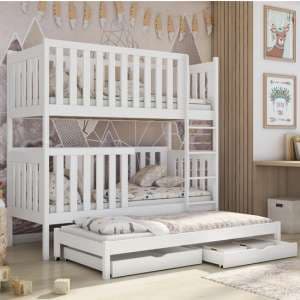 Erie Bunk Bed And Trundle In White With Bonnell Mattresses