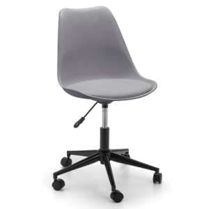 Edolie PU Fabric Office Chair In Grey And Chrome