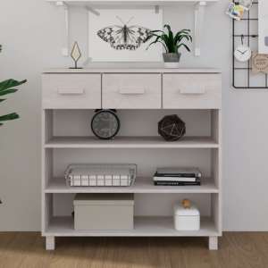 Erix Pine Wood Console Table In White - UK