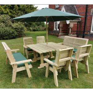 Erog Garden Wooden Dining Table With 4 Chairs And 2 Benches