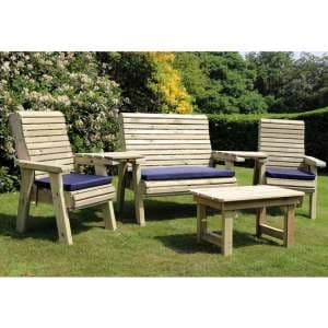 Erog Wooden Outdoor Occasional Seating Set With Coffee Table