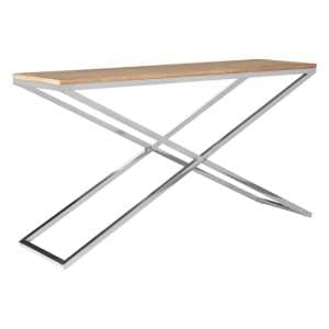 Errai Wooden Console Table With Steel Frame In Natural - UK