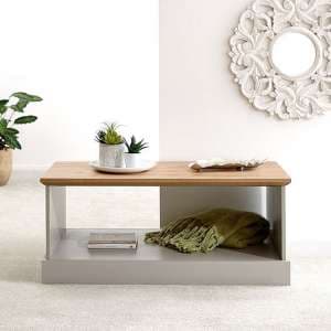 Kirkby Wooden Coffee Table In Grey With Oak Effect Top