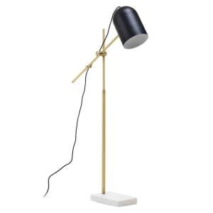 Essen Black Shade Floor Lamp With And White Marble Base - UK