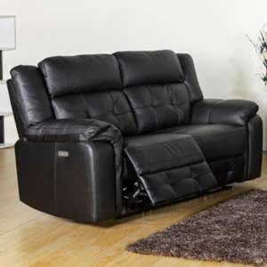 Essen Electric Leather Recliner 2 Seater Sofa In Black - UK