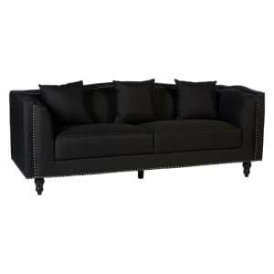 Essence Upholstered Fabric 3 Seater Sofa In Black - UK