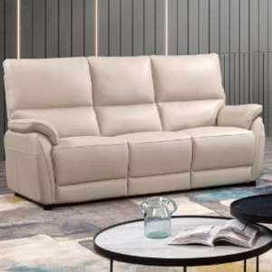 Essex Leather Electric Recliner 3 Seater Sofa In Chalk