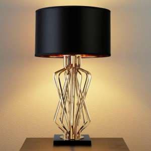 Ethan Black Shade Table Lamp With Gold Marble Base