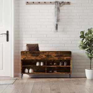 Eureka Wooden Shoe Storage Bench 2 Drawers In Smoked Oak - UK