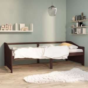 Evania Pine Wood Single Day Bed In Dark Brown - UK