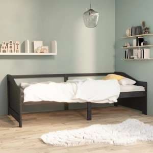 Evania Pine Wood Single Day Bed In Dark Grey - UK