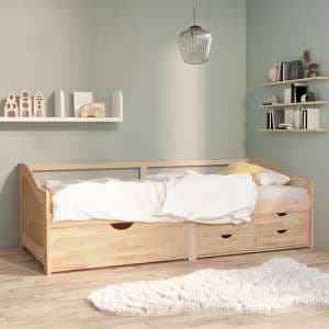 Evania Pine Wood Single Day Bed With Drawers In Natural - UK