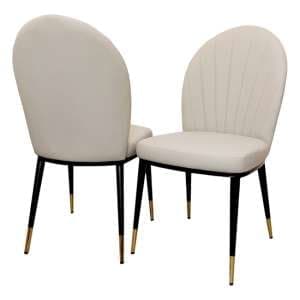 Everett Beige Faux Leather Dining Chairs In Pair