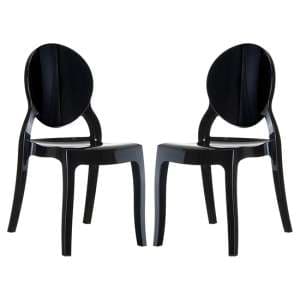 Everett Black High Gloss Polycarbonate Dining Chairs In Pair