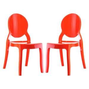 Everett Red High Gloss Polycarbonate Dining Chairs In Pair