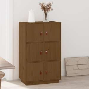 Everix Pinewood Storage Cabinet With 6 Doors In Honey Brown - UK