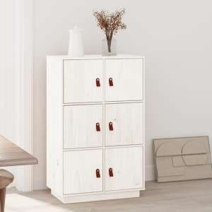 Everix Pinewood Storage Cabinet With 6 Doors In White - UK
