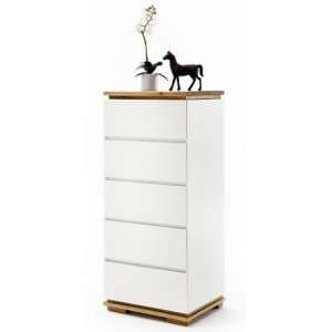 Everly Chest Of Drawers In Matt White And Oak With 5 Drawers