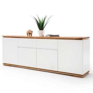 Everly Large Sideboard In Matt White Lacquered And Oak