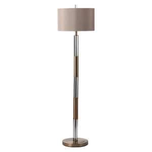 Exeter Dark Taupe Faux Silk Shade Floor Lamp With Champagne Gold Base - UK