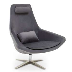 Exira Velvet Upholstered Armchair In Grey - UK