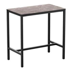 Extro Rectangular Wooden Bar Table In Marble Effect - UK