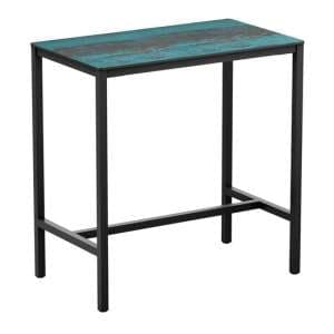 Extro Rectangular Wooden Bar Table In Vintage Teal - UK