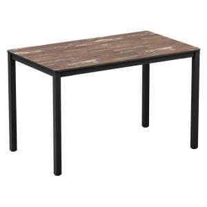 Extro Rectangular Wooden Dining Table In Planked Vintage Wood
