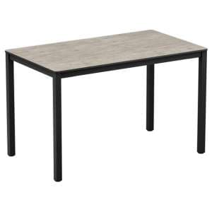 Extro Rectangular Wooden Dining Table In Textured Cement