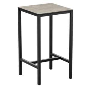 Extro Square 60cm Wooden Bar Table In Textured Cement - UK