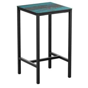 Extro Square 60cm Wooden Bar Table In Vintage Teal - UK