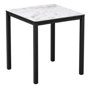 Extro Square 60cm Wooden Dining Table In Carrara Marble Effect