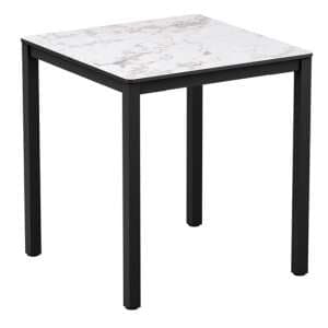 Extro Square 69cm Wooden Dining Table In Carrara Marble Effect
