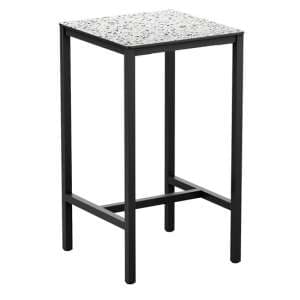 Extro Square 79cm Wooden Bar Table In Mixed Terrazzo - UK