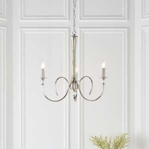 Fabia 3 Lights Clear Crystal Pendant Light In Polished Nickel - UK