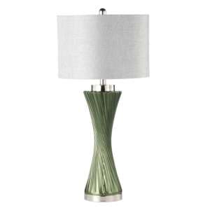 Faenza Grey Linen Shade Table Lamp With Green Twist Base - UK