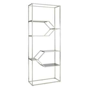 Fafnir Black Glass Shelves Bookshelf With Silver Frame