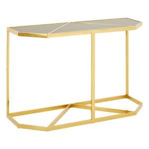 Fafnir Black Glass Top Console Table With Gold Frame - UK