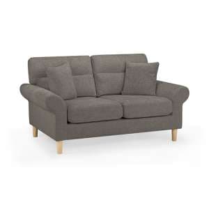 Fairfax Fabric 2 Seater Sofa In Mocha With Oak Wooden Legs - UK