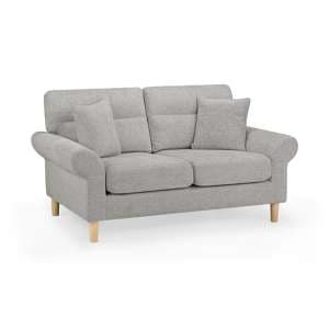 Fairfax Fabric 2 Seater Sofa In Silver With Oak Wooden Legs - UK