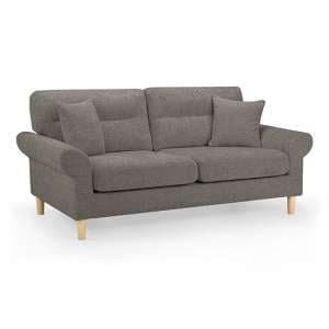 Fairfax Fabric 3 Seater Sofa In Mocha With Oak Wooden Legs - UK