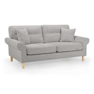 Fairfax Fabric 3 Seater Sofa In Silver With Oak Wooden Legs - UK