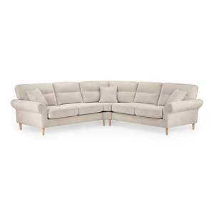 Fairfax Large Fabric Corner Sofa In Beige With Oak Wooden Legs - UK