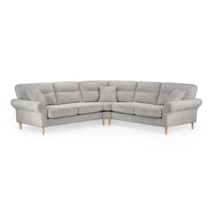 Fairfax Large Fabric Corner Sofa In Silver With Oak Wooden Legs - UK