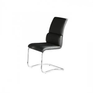 Payne Dining Chair In Black Faux Leather With Chrome Base