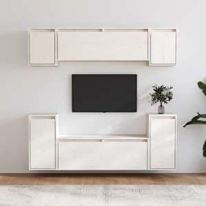 Falan Solid Pinewood Entertainment Unit In White - UK