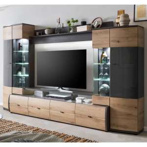 Falcon Entertainment Unit In Artisan Oak With LED Lights - UK